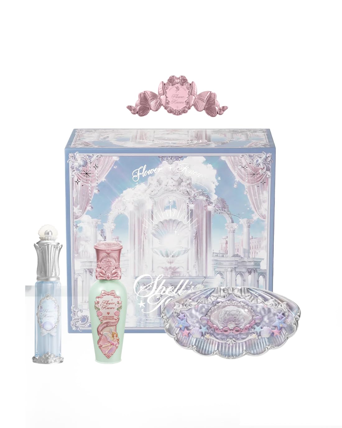 Flower Knows Violet Strawberry Rococo Gift Box Set,7 Pack Makeup Box with Mirror,Lip Gloss×2+Blush×2+Blush Brush×1+Hair Clip×1+Gift Box×1,Perfect Makeup Gift for Girls & Women