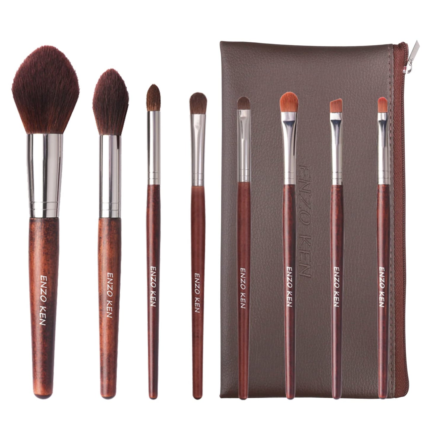 Deluxe Natural Goat Hair Makeup Brush Set with Case, Luxury ENZO KEN Cosmetic Brushes Makeup Set, Natural Makeup Brushes, Natural Bristle Makeup Brushes, Natural Hair Makeup Brushes Set Professional.