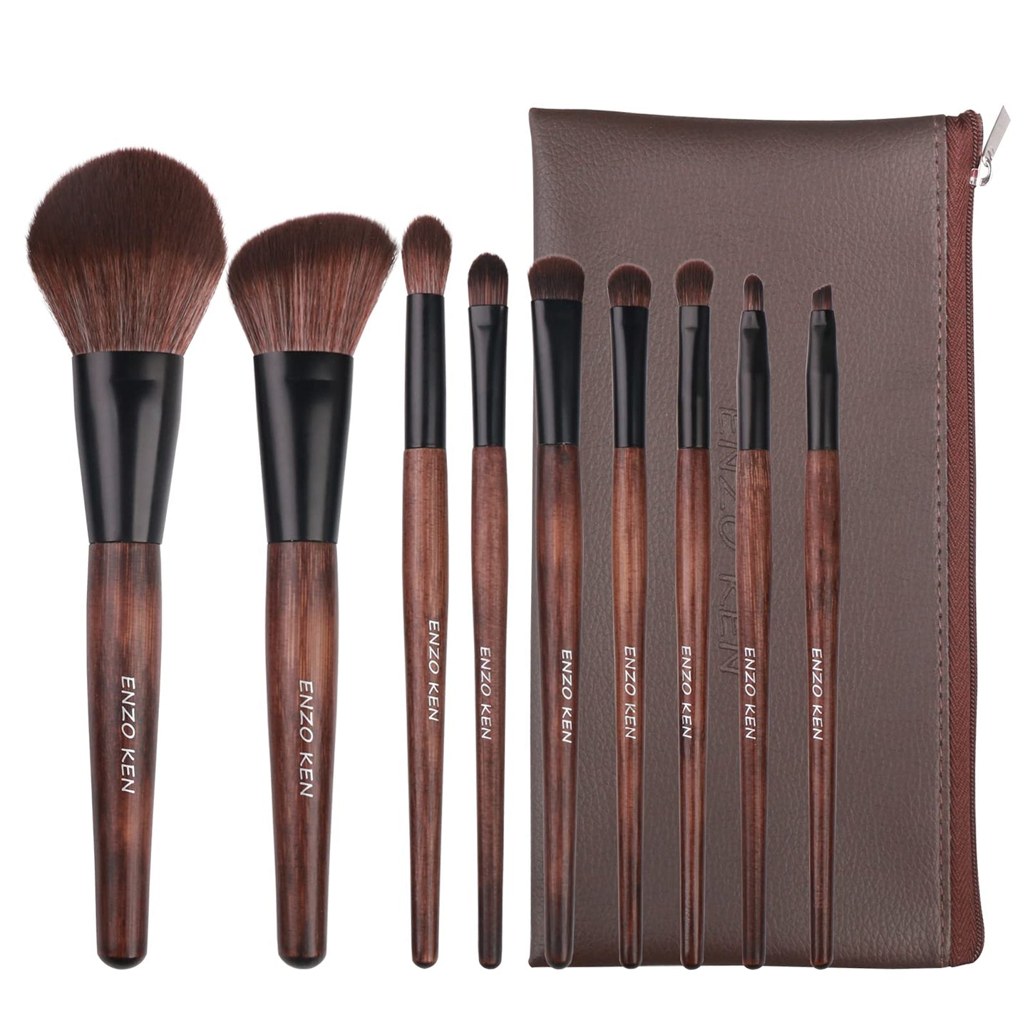 Deluxe Natural Goat Hair Makeup Brush Set with Case, Luxury ENZO KEN Cosmetic Brushes Makeup Set, Natural Makeup Brushes, Natural Bristle Makeup Brushes, Natural Hair Makeup Brushes Set Professional.
