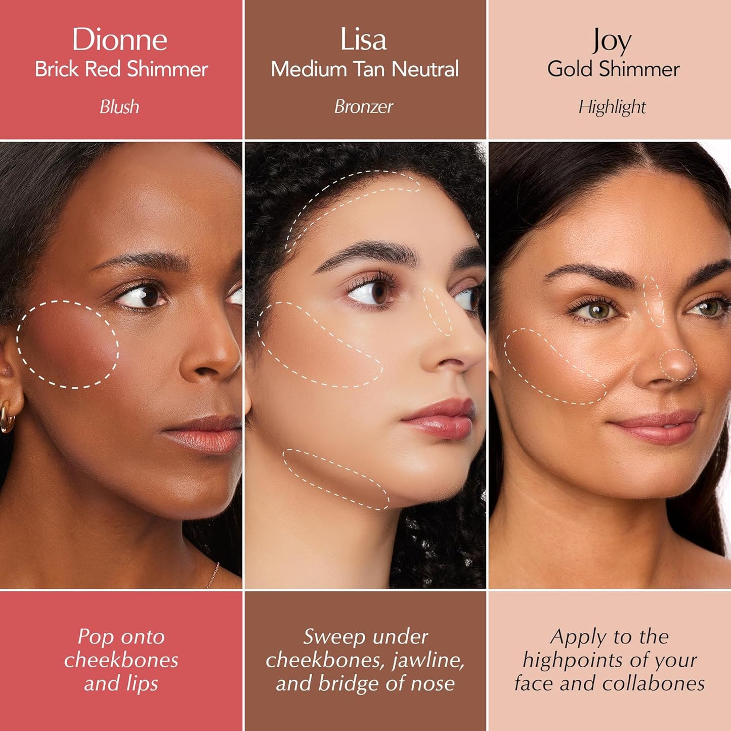 Thrive Causemetics Triple Threat Color Stick Makeup Bag Bundle: Blush, Highlighter, Bronzer & Contour Stick, Vitamin E, Evening Primrose Oil, Waterproof Smudge Proof Face Makeup Formula, 3 Shades